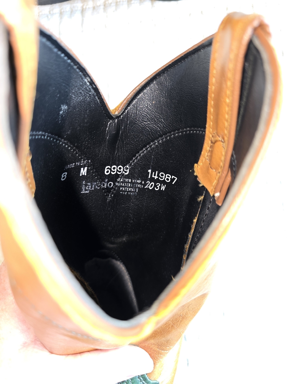 Laredo Two-Tone Green and Tan Leather Roper Western Heeled Boots. Barely Worn! - Picture 8 of 9